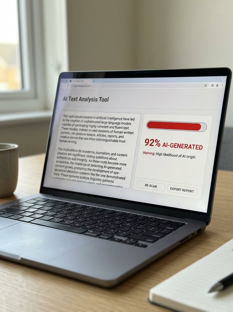 Captura de un detector de IA marcando un texto como generado